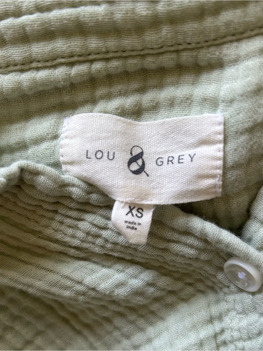 Lou & Grey Mint Gauze Textured Cotton Fabric Long Sleeve Button Up Blouse Top - Picture 6 of 6